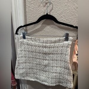 Lulu's Cream Tweed Mini Skirt